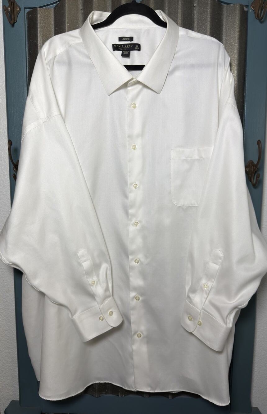 Pronto Uomo Classic Fit Non Iron 22 34/35 Long Sleev Button Down Shirt White